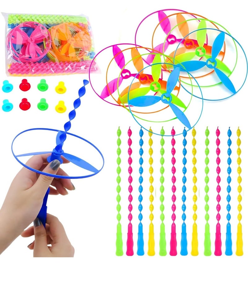 قبو سحري 20 Pcs Flying Disc Helicopter | Go Fly UFO, Twisty Pull String Flying Disc Saucers Helicopters Toys | Push Flying Saucer, Colorful Flying Disc for Party Favors and Prizes for Kids - Image 1
