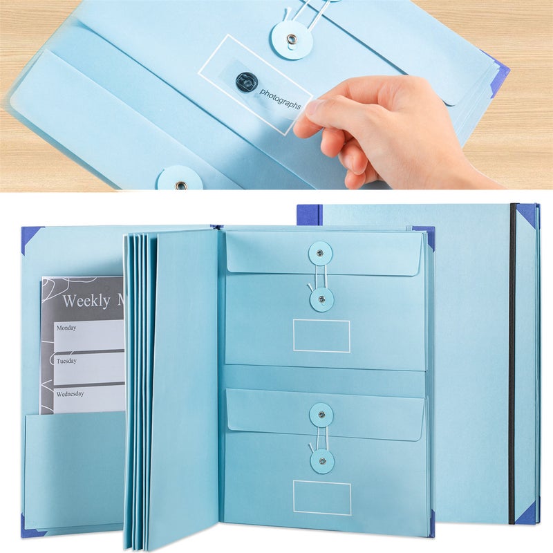 Expandable File Folder Thin 12-Pocket Secure Elastic Seal - Built-In Directory Tags Document Organizer Folio for Home Office School Document Storage - Image 3