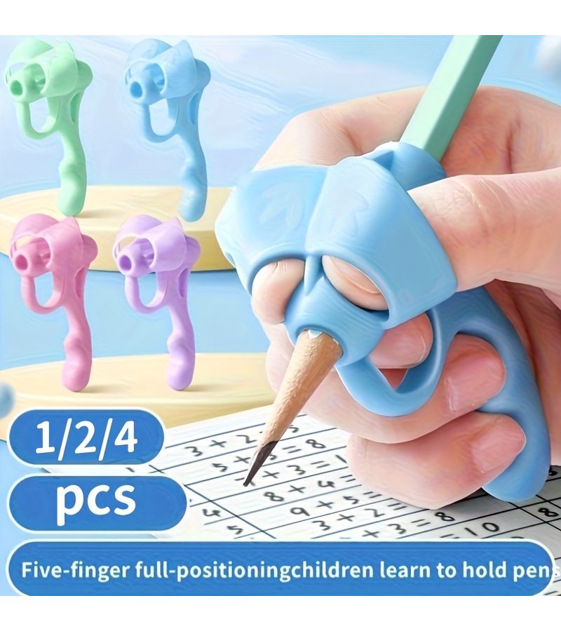 1pc Grip Pen Corrector Set Soft Rubber Writing Posture Aid Handwriting Correction Tool - Image 1