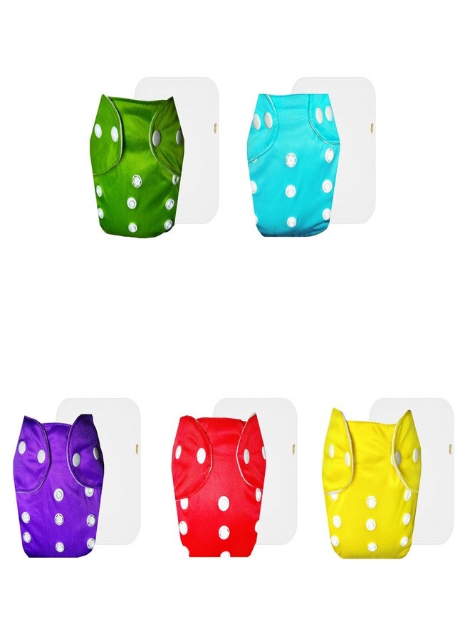 Dumbledo Lite Cloth Diaper with Cotton Insert (Pack of 5) | Snug Fit | Leakproof | Adjustable Snaps | All-Day Wear | 3 Months - 2 Years | Unisex Baby - Image 1