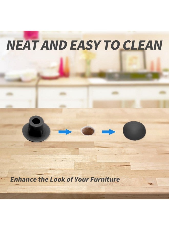 يافيجي YAFIYGI 500 قطعة من سدادات الفتحات البلاستيكية سدادات الأزرار المستديرة لرفوف الخزانة 3/16 بوصة أغطية لولبية بيضاء سدادات غطاء الحفر (أسود) - Image 4