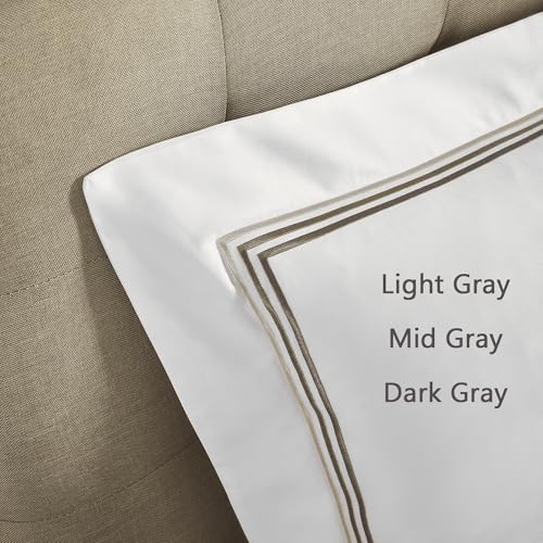 Ranznaz White Pillow Shams Standard Size Set of 2, 100% Cotton Luxury Hotel 3-Lines Embroidered Pillowcases, 400TC Sateen Weave Decorative Pillow Cases with Envelope Closure for Bedding, 20x26 Inches - Image 2