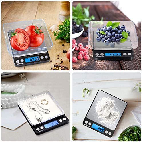 GDEALER Digital Pocket Kitchen Scale 0.001oz/0.01g 500g Kitchen Food Scale Jewelry Weight Compact Scale, Tare, Stainless Steel, Backlit Display, Black - Image 5