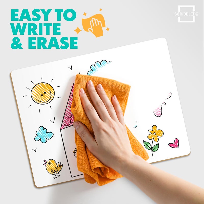 Scribbledo 2 Pack 9x12 Inch Small White Board and Mini Dry Erase Board Handheld Whiteboards for Students, Home, Office, and Kitchen Use, Dry Erase Boards - Image 5