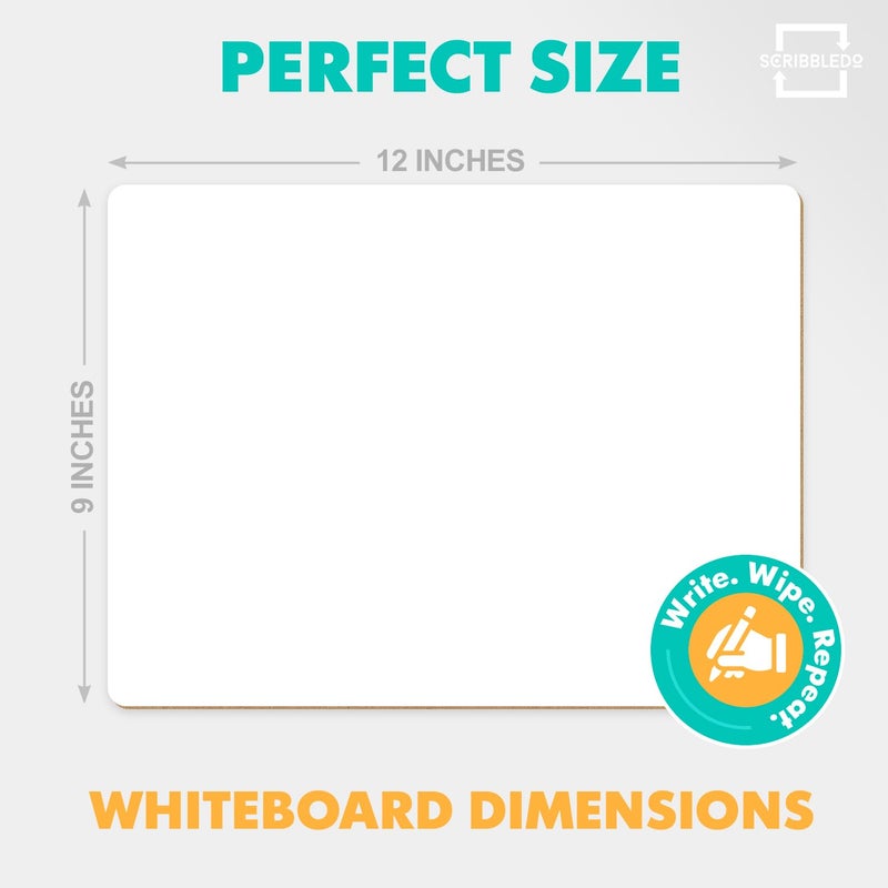 Scribbledo 2 Pack 9x12 Inch Small White Board and Mini Dry Erase Board Handheld Whiteboards for Students, Home, Office, and Kitchen Use, Dry Erase Boards - Image 3