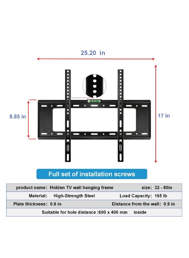 Eworld TV Wall Mount Bracket for 32"-80" LCD/OLED/4K TVs, Heavy Duty Steel Support, 165 lbs Load Capacity - Image 1