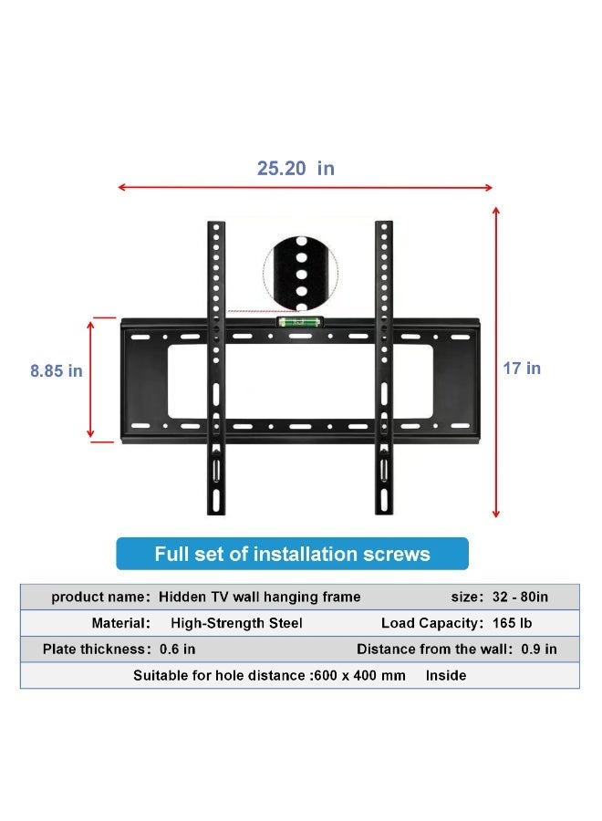 Eworld TV Wall Mount Bracket for 32"-80" LCD/OLED/4K TVs, Heavy Duty Steel Support, 165 lbs Load Capacity - Image 2