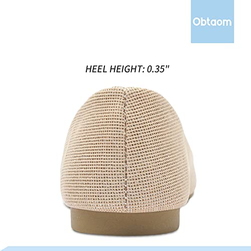 Obtaom Womens Textile Round Toe Ballet Flats Memory Foam Classic Business Slip ons Casual Fabric Dress Flat Shoes(Gold Glitter US9) - Image 4