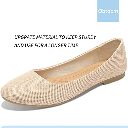 Obtaom Womens Textile Round Toe Ballet Flats Memory Foam Classic Business Slip ons Casual Fabric Dress Flat Shoes(Gold Glitter US9) - Image 3