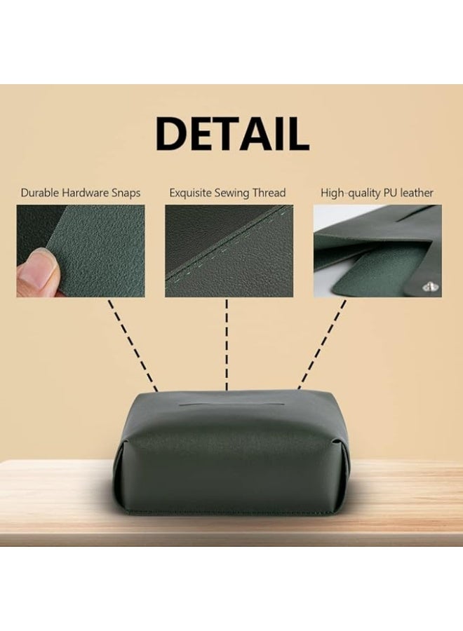 SUCITY Leather Tissue Box Cover, Tissue Box Holder for Living Room, Bedroom and Office, Office Desk Tissue Box Cover for Car (green) - Image 5