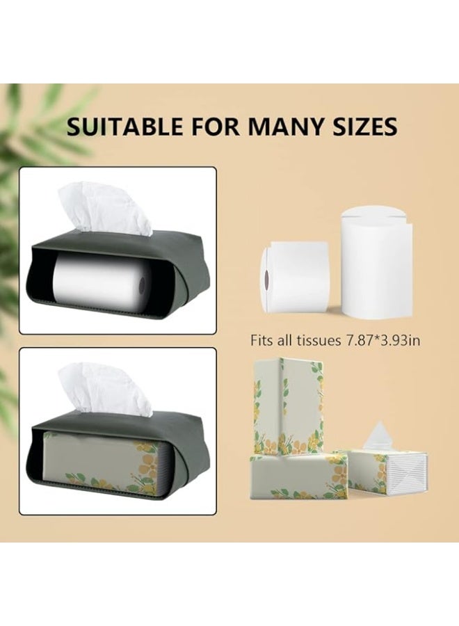 SUCITY Leather Tissue Box Cover, Tissue Box Holder for Living Room, Bedroom and Office, Office Desk Tissue Box Cover for Car (green) - Image 4