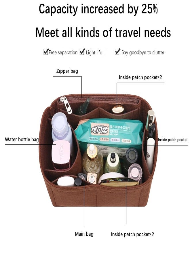 Lckaey Tote Bag Organizer Insert for Speedy 30 HandBag - Coffee - Image 4