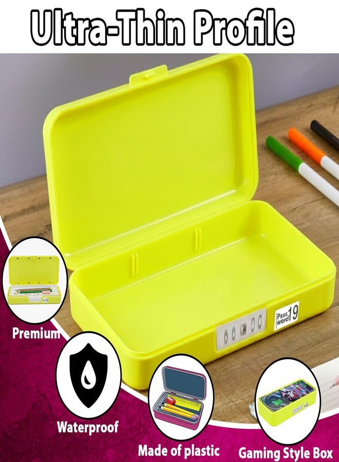 Monarch bizcom impex Password Lock Gaming Pencil Box for Kids | Durable Plastic Multi-Compartment Stationery Organizer with Stencil Tray | Secure Lock Box for Boys & Girls (Neon) - Image 3