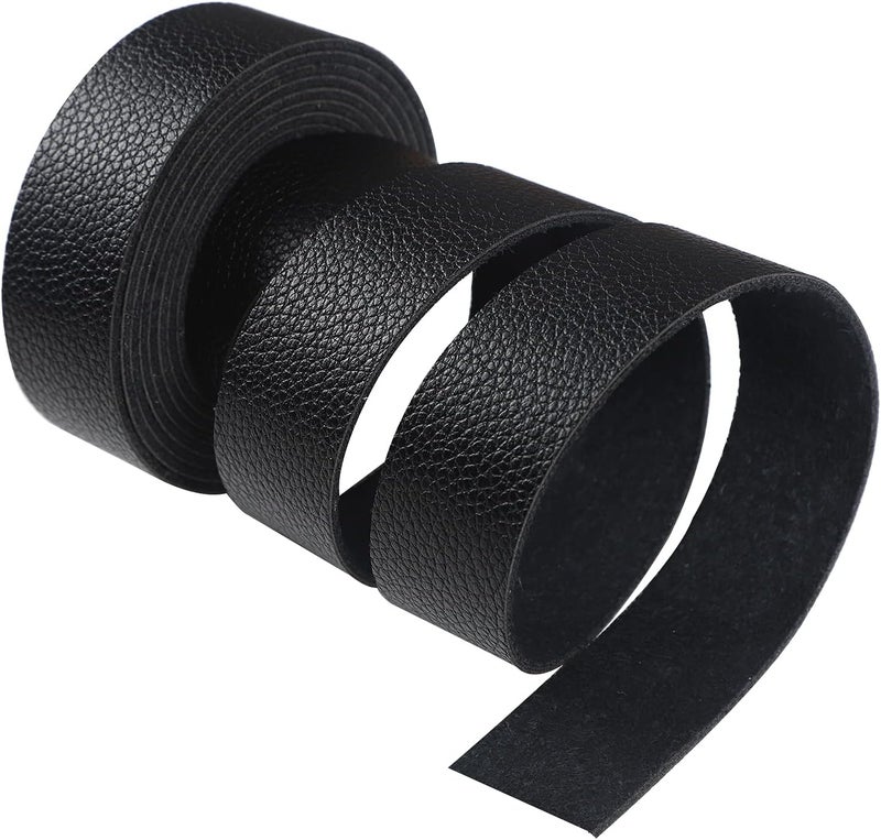 CDY Lychee Pattern Black Leather Strap 90 Inches Long 1 Inch Wide, Leather Belt Strips Very Suitable for DIY Craft Projects, Pet Collars, Traction Ropes,Belts, Keychains, Leather Watch Straps (Black) - Image 1
