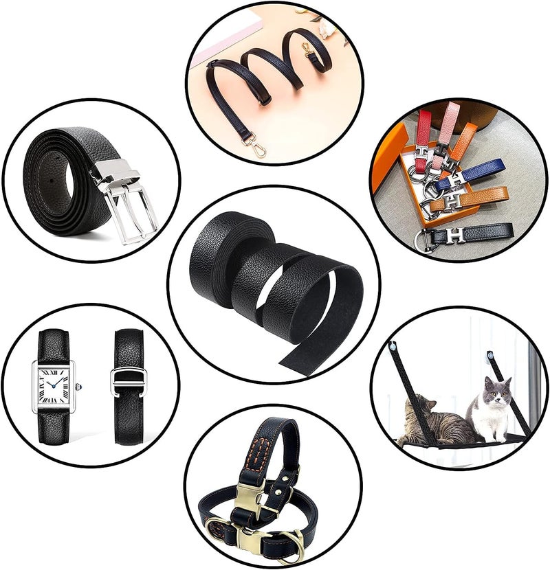 CDY Lychee Pattern Black Leather Strap 90 Inches Long 1 Inch Wide, Leather Belt Strips Very Suitable for DIY Craft Projects, Pet Collars, Traction Ropes,Belts, Keychains, Leather Watch Straps (Black) - Image 4