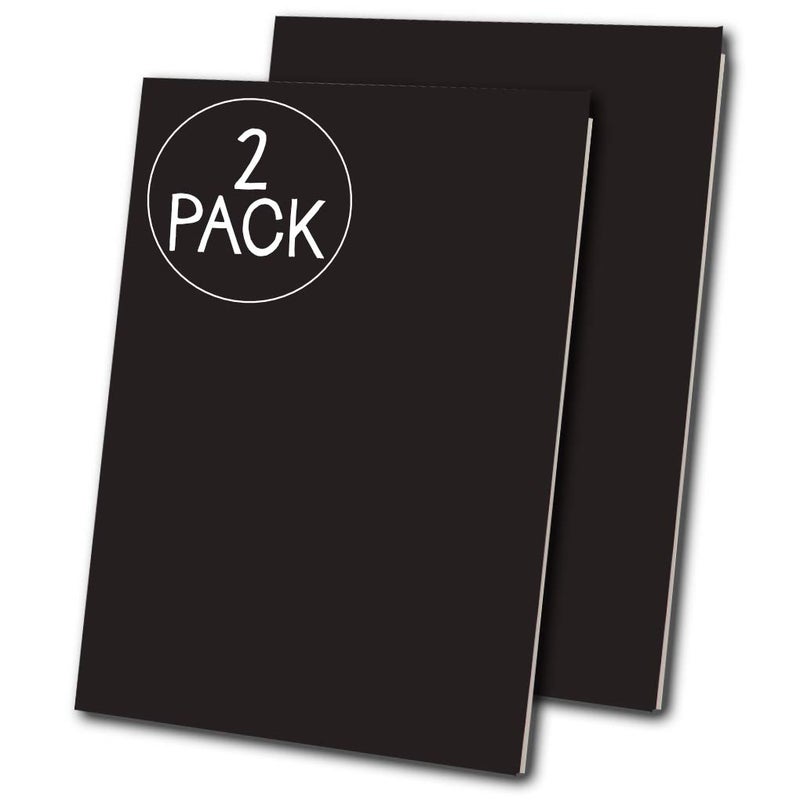 Essential Arts Pack of 2 x A3 Black Laminated Soft Cover Stapled Starter Sketchbooks 140gsm White Cartridge Paper 420 x 297mm