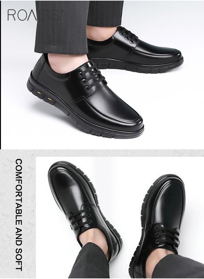 roaiss - Formal Wedding Groom Shoes for Men Burnished Premium Textured Soft Sole Comfort Breathable Business Leather Shoes Mens Round Toe Low Top Lace up Front Anti Slip Wear Resistant Work Shoes - Image 1