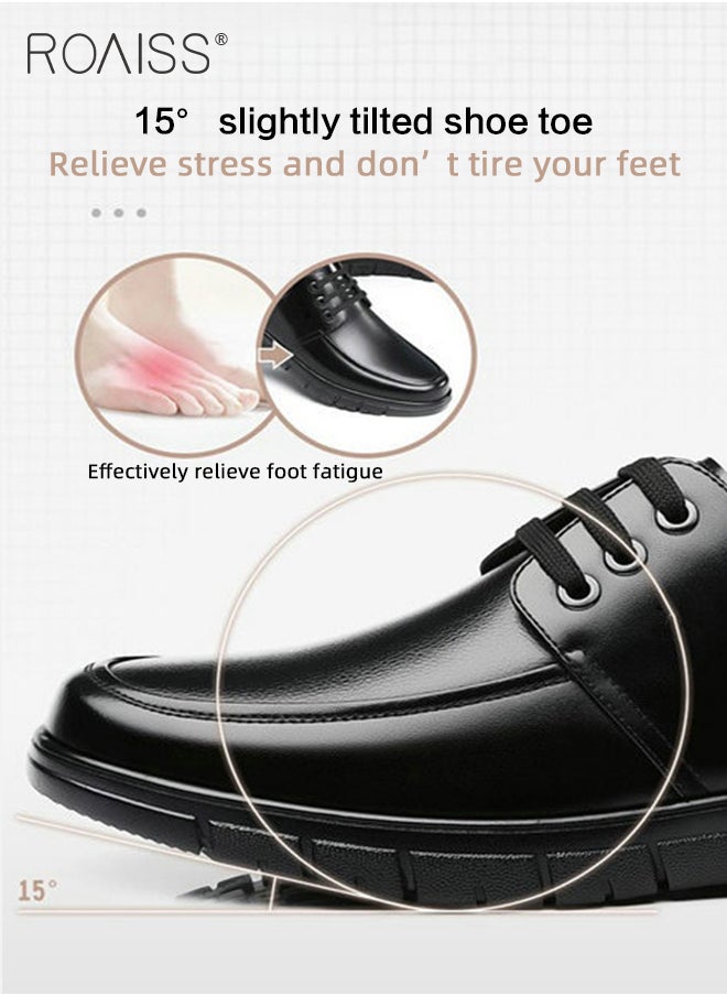 roaiss - Formal Wedding Groom Shoes for Men Burnished Premium Textured Soft Sole Comfort Breathable Business Leather Shoes Mens Round Toe Low Top Lace up Front Anti Slip Wear Resistant Work Shoes - Image 1
