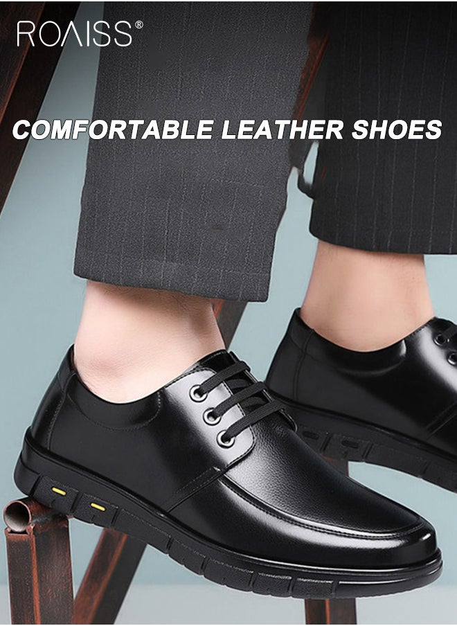 roaiss - Formal Wedding Groom Shoes for Men Burnished Premium Textured Soft Sole Comfort Breathable Business Leather Shoes Mens Round Toe Low Top Lace up Front Anti Slip Wear Resistant Work Shoes - Image 1