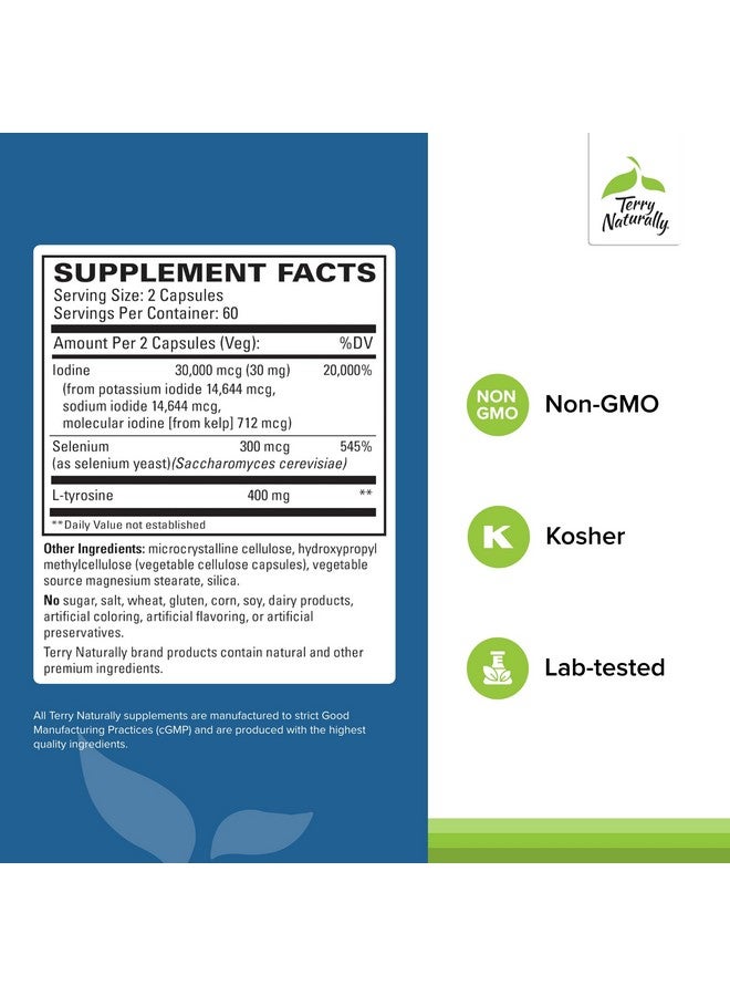 Terry Naturally Thyroid Care Plus - Supplement to Aid Thyroid - Dietary Supplement for Energy & Healthy Hair Support - Supplement with L-Tyrosine & Selenium - 120 Capsules - Image 2