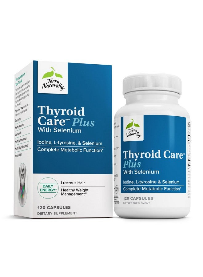Terry Naturally Thyroid Care Plus - Supplement to Aid Thyroid - Dietary Supplement for Energy & Healthy Hair Support - Supplement with L-Tyrosine & Selenium - 120 Capsules - Image 1