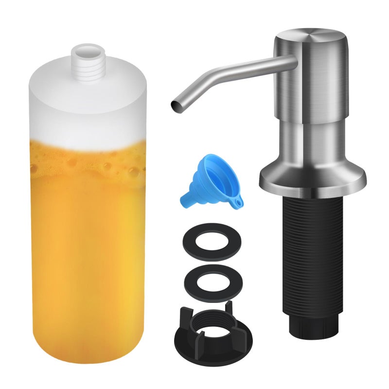 Soap Dispenser for Kitchen Sink Built in Sink Soap Dispenser Lotion Dispenser with 17 OZ Bottle Refill from The Top Bar Sink Soap Dispenser Brushed Nickel 1 Pack