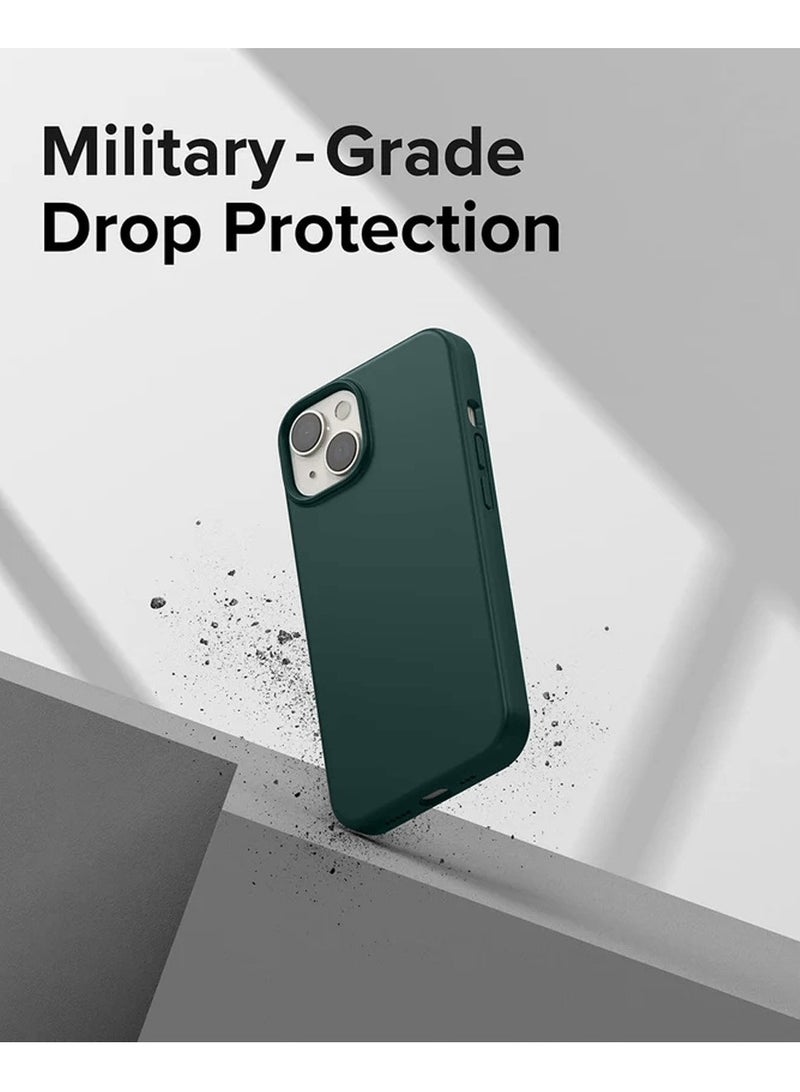 Techie Soft Smooth Silicone Back Cover Case with Built-in Magnetic, inner side Microfiber Lining for Apple iPhone 15  – Dark Green - Image 5