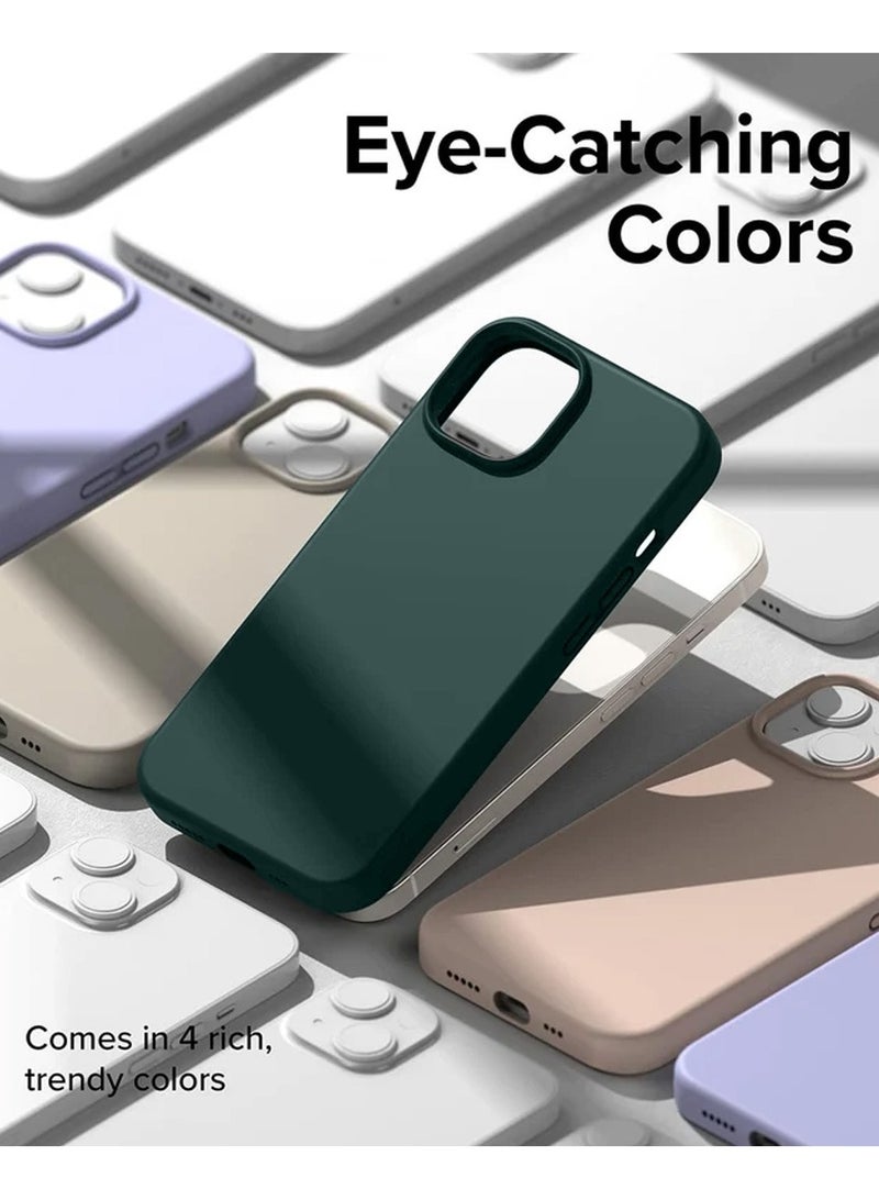 Techie Soft Smooth Silicone Back Cover Case with Built-in Magnetic, inner side Microfiber Lining for Apple iPhone 15  – Dark Green - Image 4