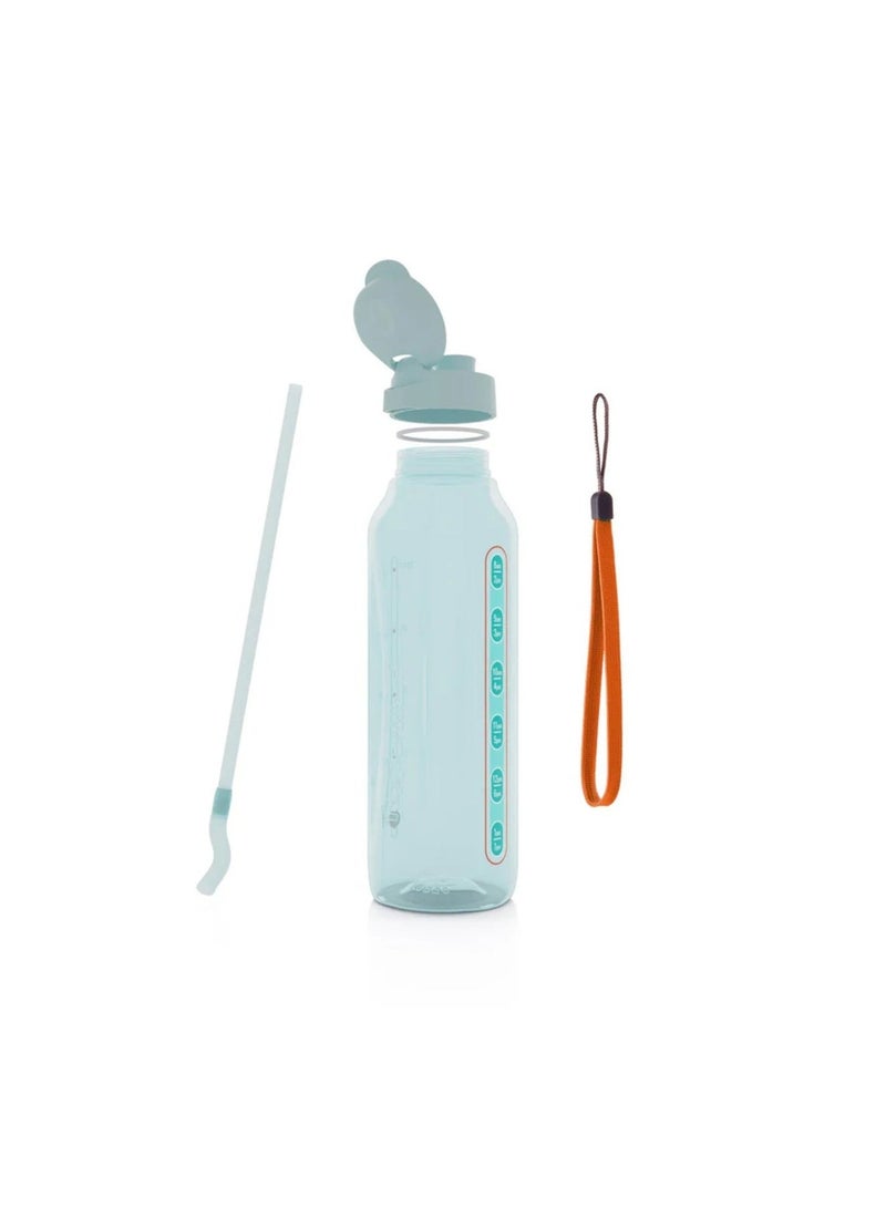 Tupperware Eco+ AquaVibe Bottle 1.2L Hydration Tracker Water Bottle with Straw , Leak-Proof, BPA-Free Plastic, Easy-Sip Flip Lid–Blue - Image 5