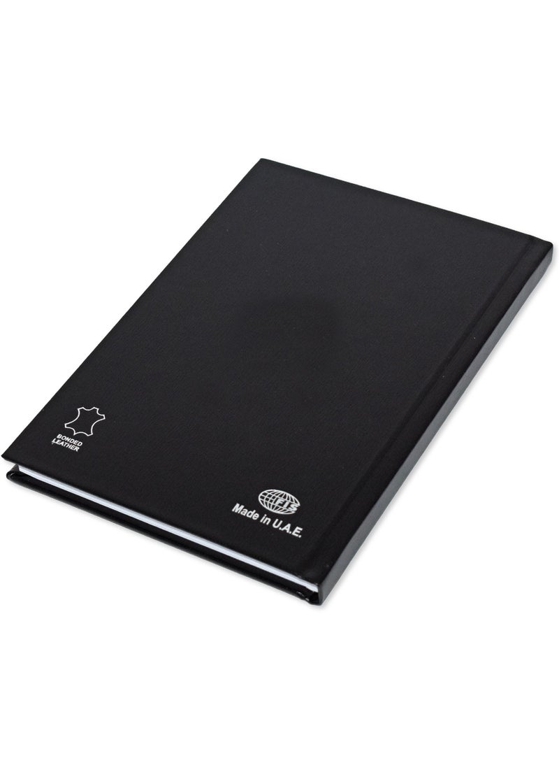 FIS Notebook Bonded Leather, Size A5, Offset White Paper, 70 GSM, 196 Pages, 8 mm Ruled, 1 Side Padded Cover, Colour Black - FSNB1SA5WHBLBK - Image 4
