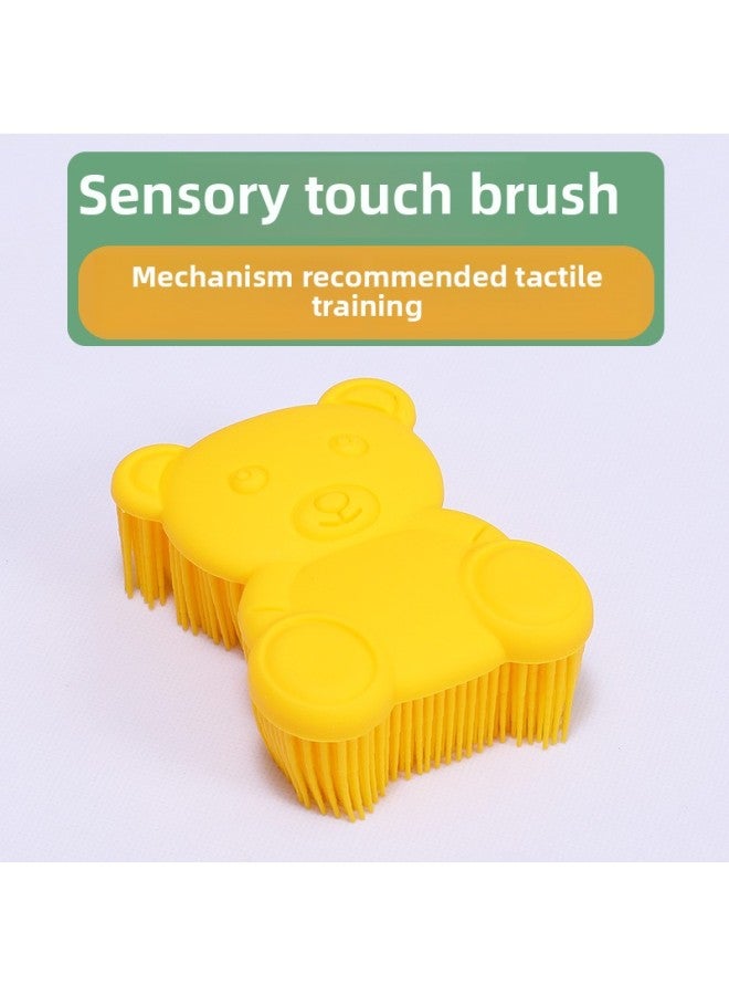 Loquat Sensory Training Equipment Household Baby Baby Touch Brush Touching Children's Vestibular Disorders Toys Bath Brush Massage-Color:Bear Massage Brush Yellow - Image 3