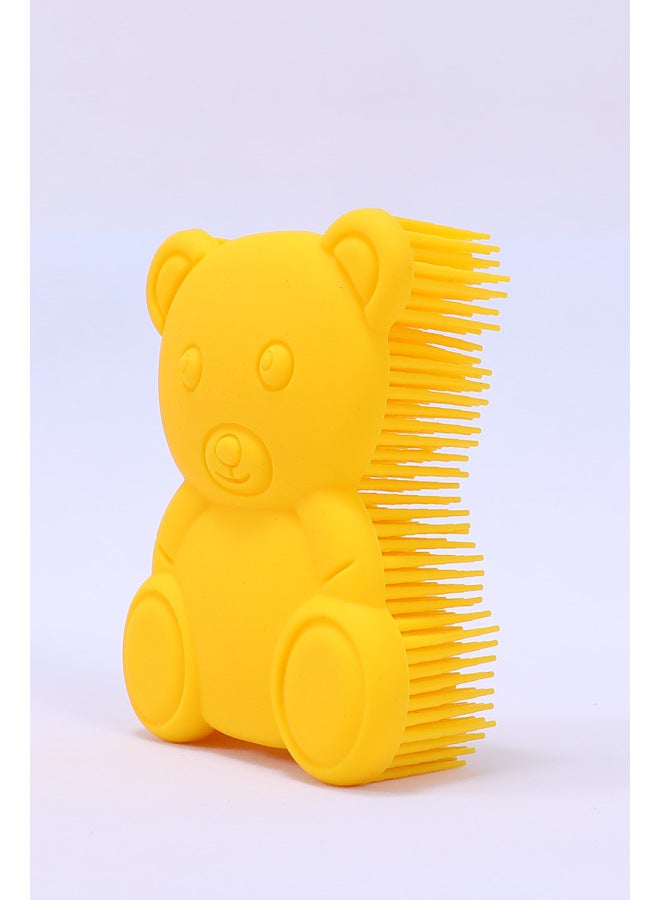 Loquat Sensory Training Equipment Household Baby Baby Touch Brush Touching Children's Vestibular Disorders Toys Bath Brush Massage-Color:Bear Massage Brush Yellow - Image 1