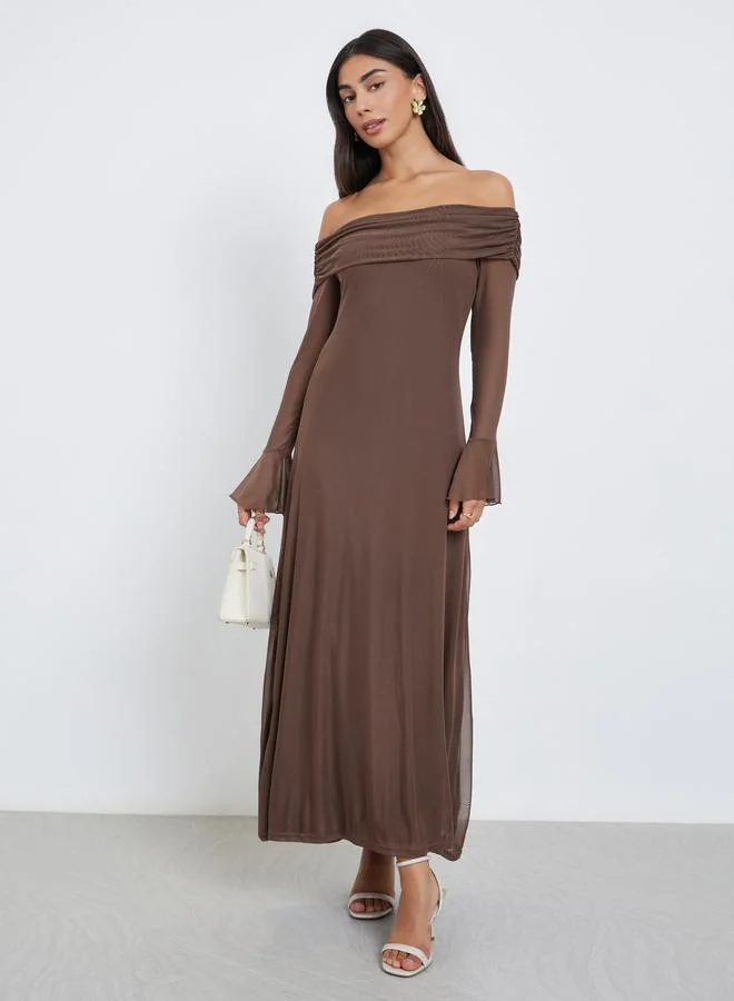 Styli Styli Brown Bodycon Maxi Dress