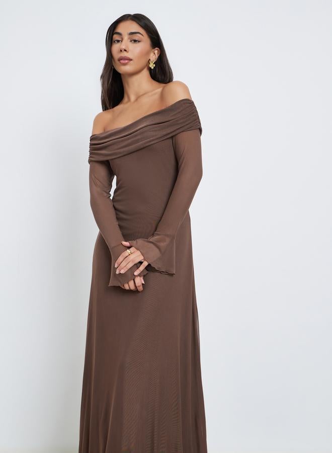 Styli Brown Bodycon Maxi Dress - Image 3