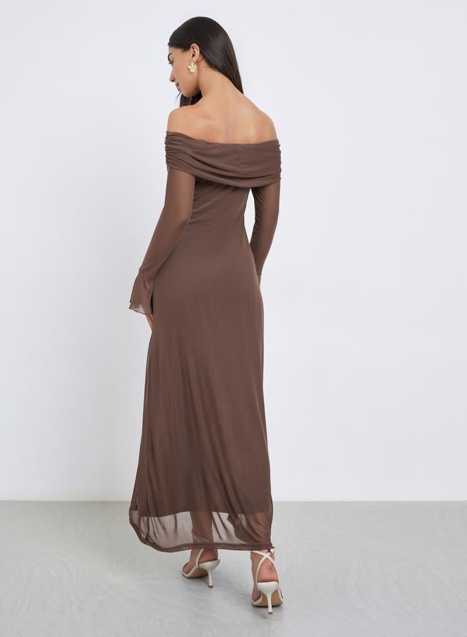 Styli Brown Bodycon Maxi Dress - Image 4