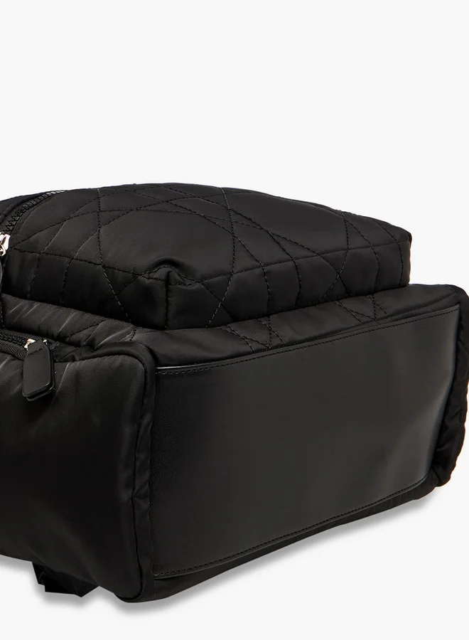 Lee Cooper BLACK Quilted Backpack with Adjustable Shoulder Straps and Zip Closure - 16x32x41 cm for Women | Best Price UAE
