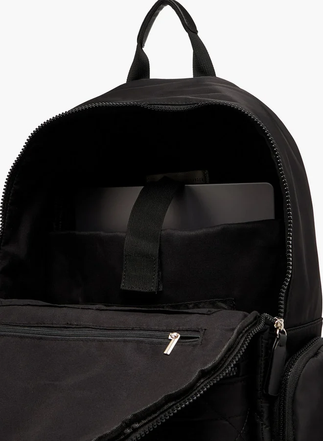 Lee Cooper BLACK Quilted Backpack with Adjustable Shoulder Straps and Zip Closure - 16x32x41 cm for Women | Best Price UAE