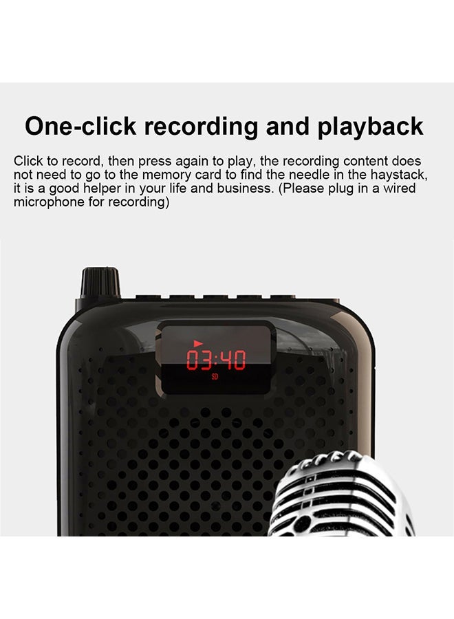 NIBEMINENT K500 Voice Amplifier Loudspeaker Wired Microphone Belt Bluetooth Audio Speaker XDY37388 Black  - Image 4