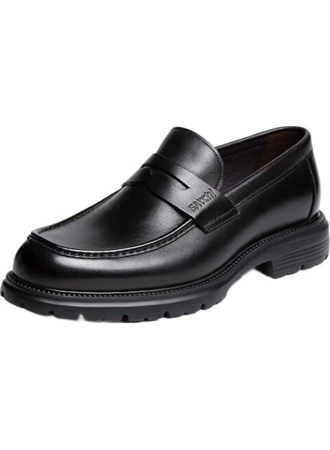 Satchi Men'S Shoes, Versatile Men'S Leather Shoes, Thick-Soled Business Casual Shoes, Leather Shoes For Men, 752382226Z, Black A, Size 40 - Image 1