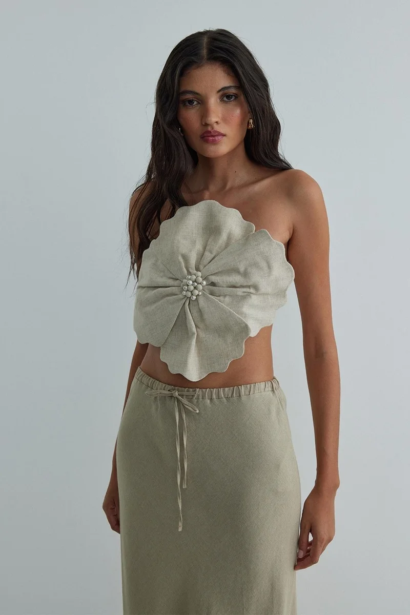 سود كوليكشن Natural Flore Linen Blouse