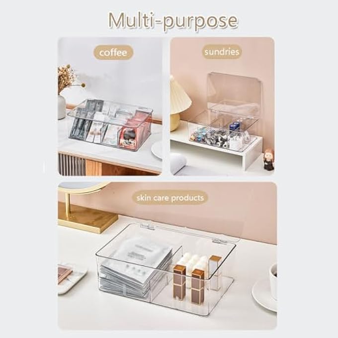 Goodern Tea Bag HolderClear Tea Bag Organizer With Lid8 Compartment Tea Bag OrganizerFood Storage ContainerMultiPurpose Storage Box For Tea BagsCosmeticsOffice SuppliesCraftsSmall Items - Image 5