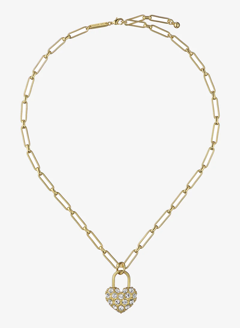 Paris Statement Pave Crystal Padlock Pendant Necklace