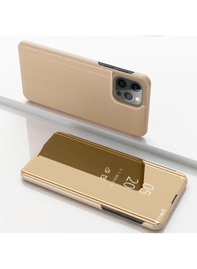 اس-توب جراب لهاتف iPhone 15 Pro مصنوع من الجلد المطلي بمرآة أفقية مع حامل - Image 1