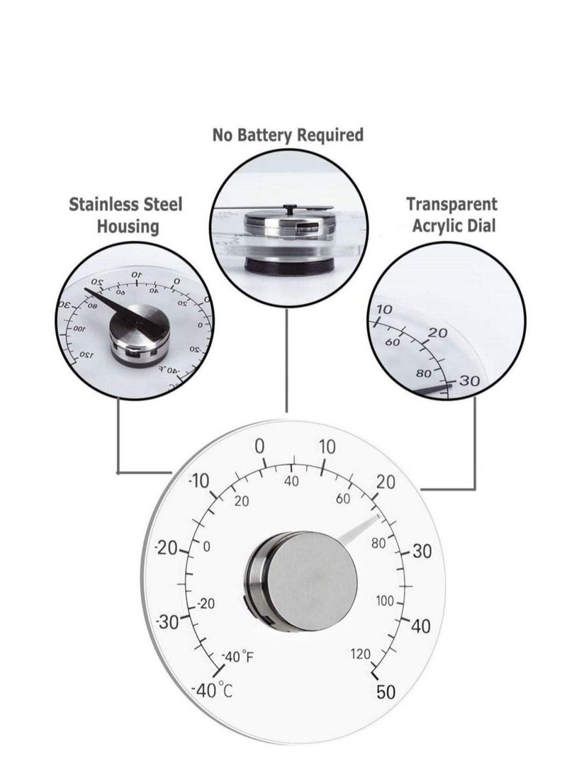 KASTWAVE Window Thermometer No Battery Required Transparent Dial Weather Thermometer Accurate Readings for Home Office Patio Pool Outdoor and Indoor Temperatures - Image 4