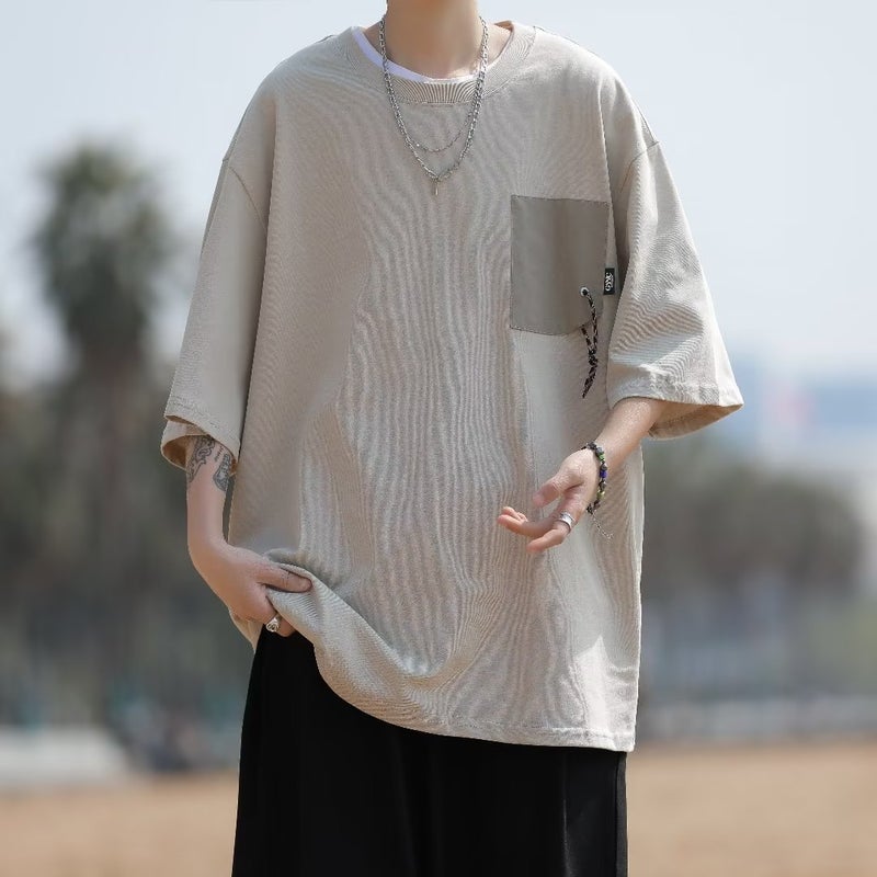 2023 Round Neck Short Sleeve T-Shirt For Boys Hong Kong Style Ins Fashionable Loose Half Sleeve Casual Top - Image 4