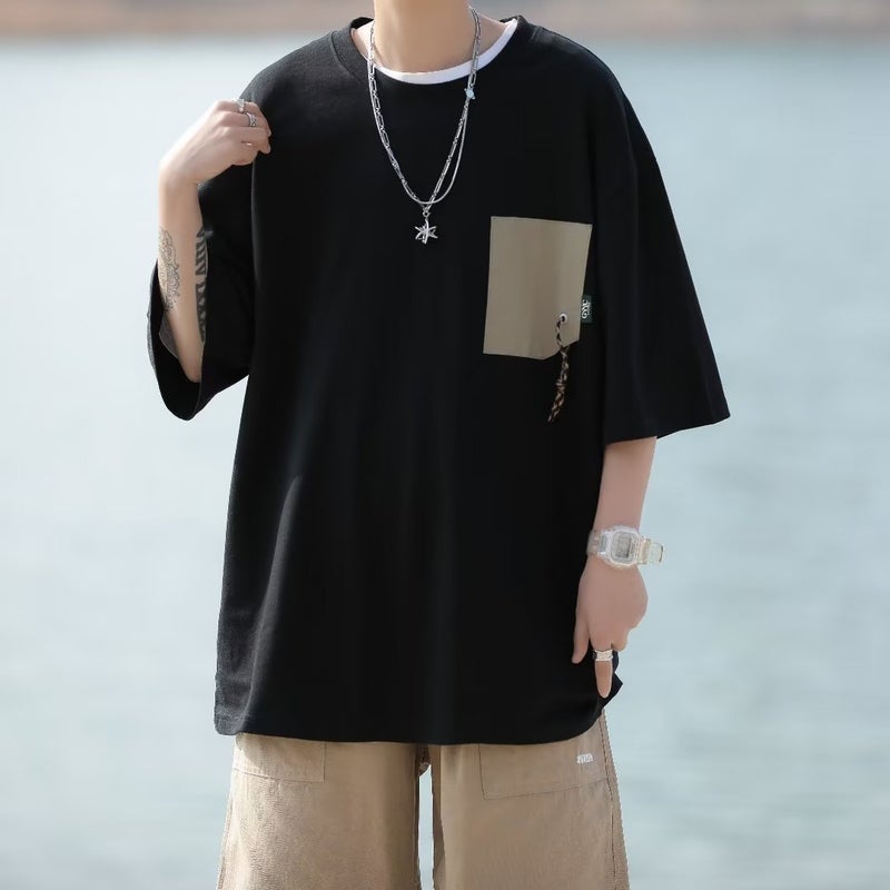 2023 Round Neck Short Sleeve T-Shirt For Boys Hong Kong Style Ins Fashionable Loose Half Sleeve Casual Top - Image 5