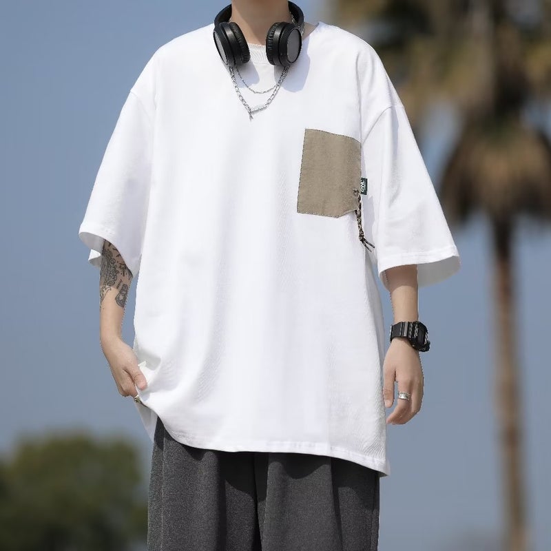 2023 Round Neck Short Sleeve T-Shirt For Boys Hong Kong Style Ins Fashionable Loose Half Sleeve Casual Top - Image 1