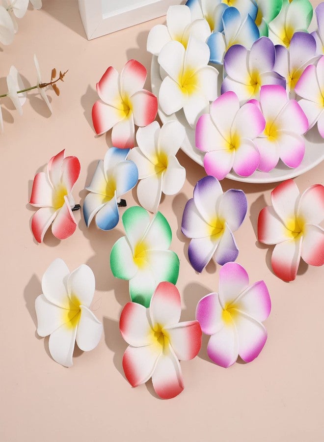 minkissy Hawaiian Flower Hair Clips 24Pcs Artificial Plumeria Flower Clips Frangipani Hair Accessories for Bridal Wedding Beach Party (Random color) - Image 3