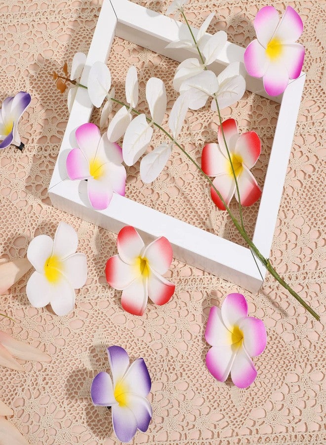 minkissy Hawaiian Flower Hair Clips 24Pcs Artificial Plumeria Flower Clips Frangipani Hair Accessories for Bridal Wedding Beach Party (Random color) - Image 4