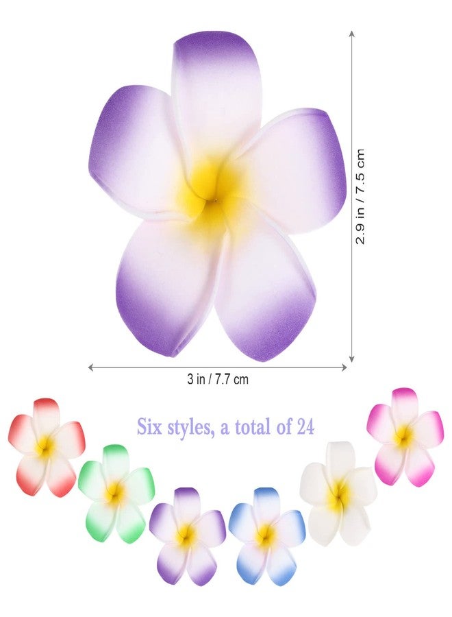 minkissy Hawaiian Flower Hair Clips 24Pcs Artificial Plumeria Flower Clips Frangipani Hair Accessories for Bridal Wedding Beach Party (Random color) - Image 5